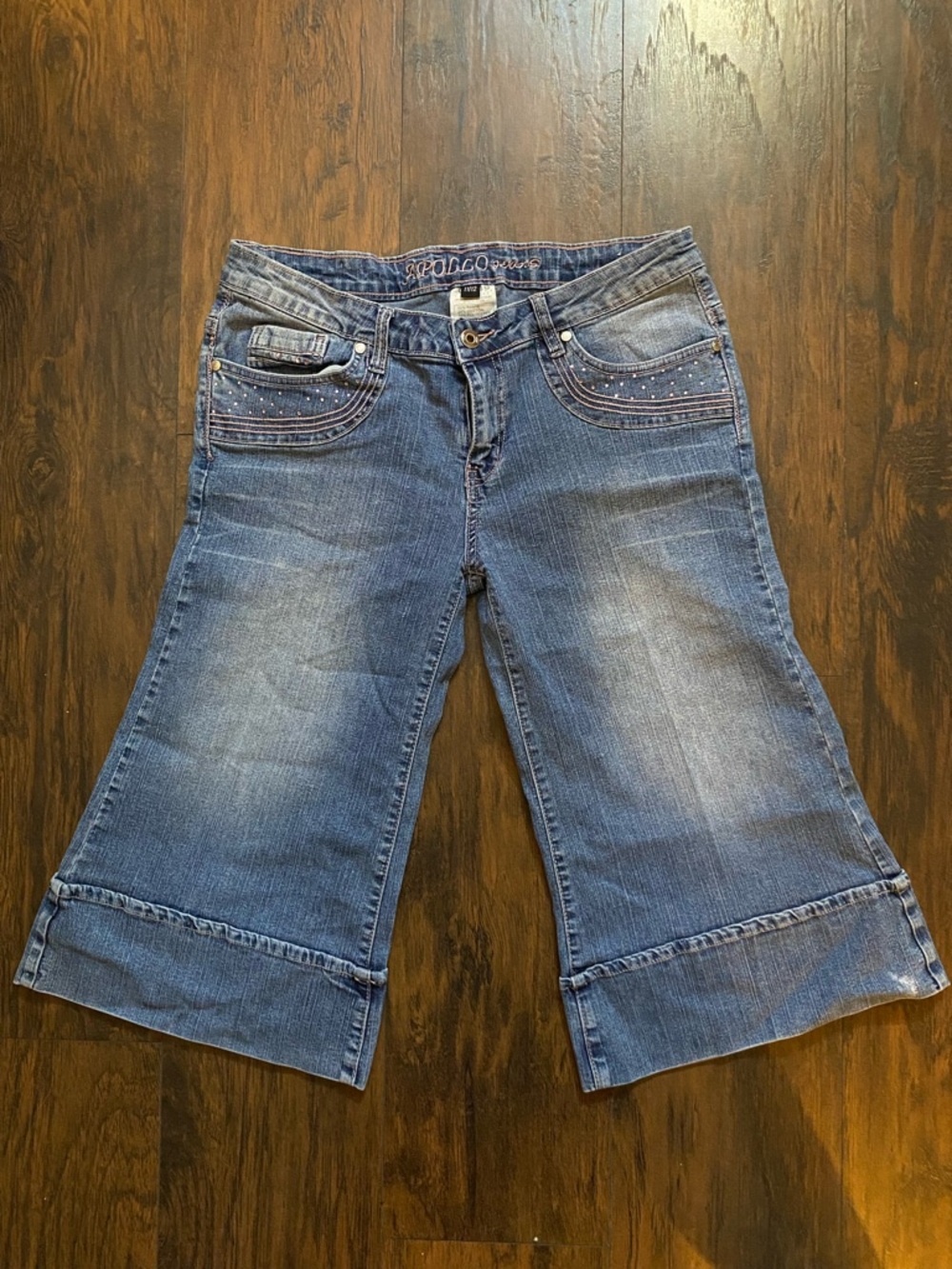 Apollo Jeans Wide-Leg Studded Blue Denim